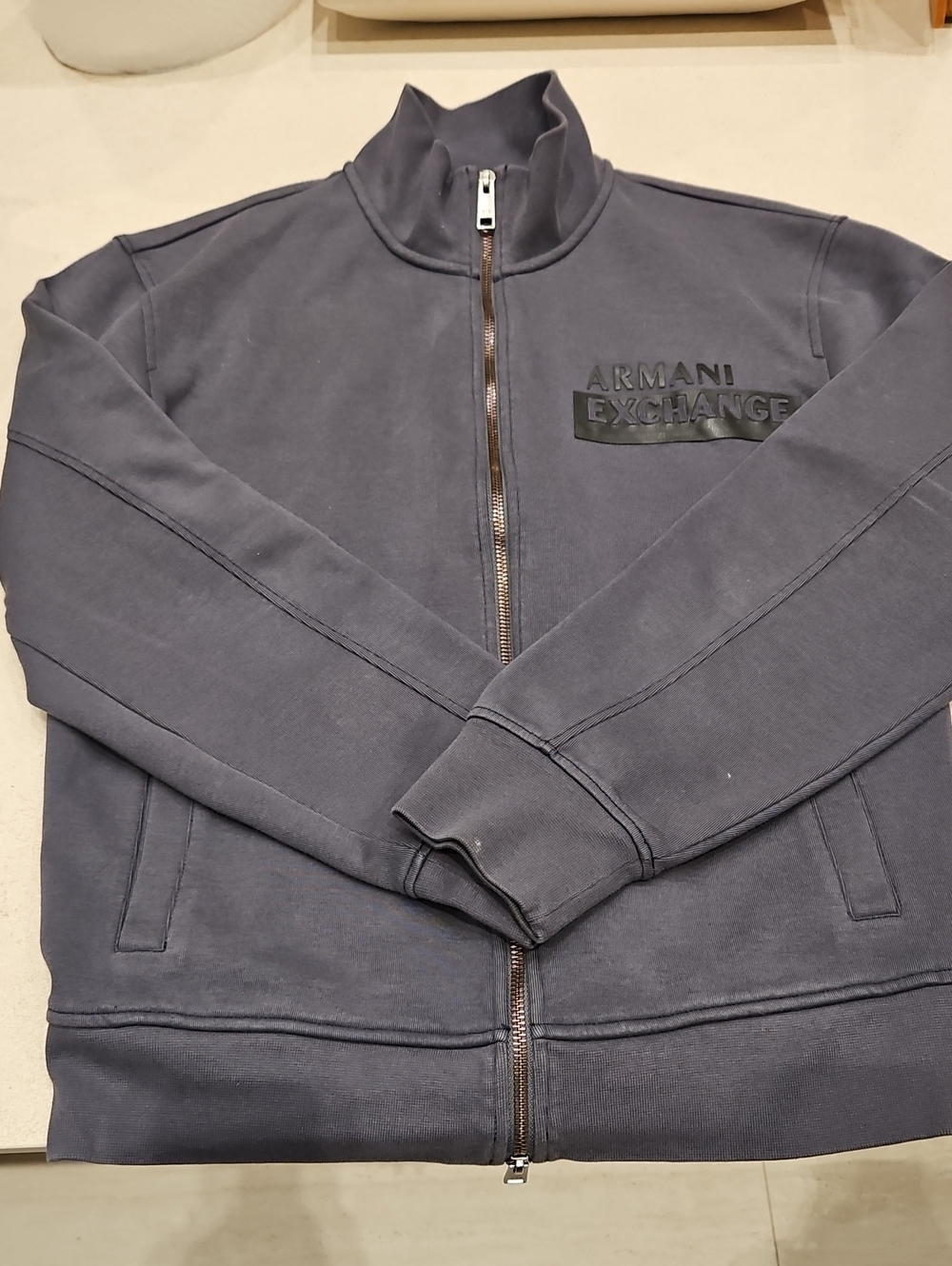 Armani Exchange Men's Charcoal Full‑Zip Sweatshirt